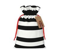 JIPOFD Bolsa con cordón de Navidad a rayas negras y blancas de 4.7 x 6.9 pulgadas, adecuada para regalos de fiesta y embalaje de regalo, 1 unidad