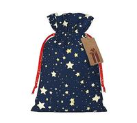 JIPOFD Bolsa de cordón de Navidad azul marino con diseño de cielo y estrella, robusta de 4.7 x 6.9 pulgadas, adecuada para regalos de fiesta y embalaje de regalo, 1 unidad