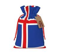 JIPOFD Bolsa de cordón de Navidad con diseño de bandera de Islandia, robusta de 4.7 x 6.9 pulgadas, adecuada para regalos de fiesta y embalaje de regalo, 1 unidad