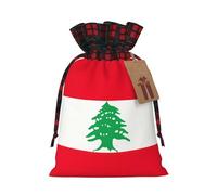 JIPOFD Bolsa de cordón de Navidad con diseño de bandera de Líbano, resistente, 11,9 x 17,5 cm, adecuada para regalos de fiesta y embalaje de regalo, 1 unidad
