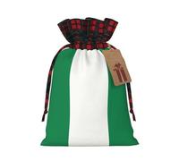 JIPOFD Bolsa de cordón de Navidad con diseño de bandera de Nigeria robusta de 4.7 x 6.9 pulgadas, adecuada para regalos de fiesta y embalaje de regalo, 1 unidad