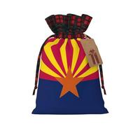 JIPOFD Bolsa de cordón de Navidad con diseño de bandera del estado de Arizona, resistente, 4.7 x 6.9 pulgadas, adecuada para regalos de fiesta y embalaje de regalo, 1 unidad