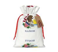 JIPOFD Bolsa de cordón de Navidad con diseño de bandera del estado de Illinois, resistente, de 8.3 x 11.8 pulgadas, adecuada para regalos de fiesta y embalaje de regalo, 1 unidad
