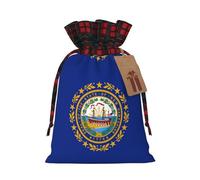 JIPOFD Bolsa de cordón de Navidad con diseño de bandera del estado de New Hampshire, robusta de 8.3 x 11.8 pulgadas, adecuada para regalos de fiesta y embalaje de regalo, 1 unidad