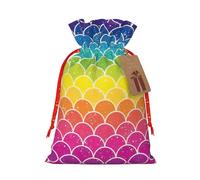 JIPOFD Bolsa de cordón de Navidad con diseño de escamas de peces arcoíris robusta de 8.3 x 11.8 pulgadas, adecuada para regalos de fiesta y embalaje de regalo, 1 unidad