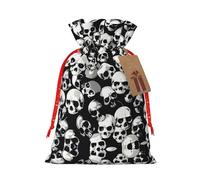 JIPOFD Bolsa de cordón de Navidad de calavera negra robusta de 8.3 x 11.8 pulgadas, adecuada para regalos de fiesta y embalaje de regalo, 1 unidad