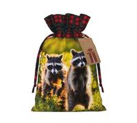 JIPOFD Bonita bolsa de cordón de Navidad de mapache robusta de 4.7 x 6.9 pulgadas, adecuada para regalos de fiesta y embalaje de regalo, 1 unidad