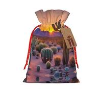 JIPOFD Cactus Desert Sunsets - Bolsa de cordón de Navidad robusta de 8.3 x 11.8 pulgadas, adecuada para regalos de fiesta y embalaje de regalo, 1 unidad