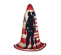 JIPOFD Capa larga con capucha para el Día de los Caídos de los soldados militares de los Estados Unidos, capa larga para Halloween, disfraz con capucha