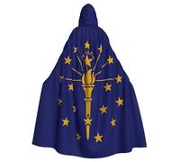 JIPOFD Capa larga unisex con capucha de la bandera del estado de Indiana para adultos, Halloween, Navidad, imprescindible para fiesta de mago