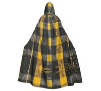 JIPOFD Capa larga unisex con capucha para adultos, color amarillo, gris y negro, para Halloween, Navidad, fiesta de mago