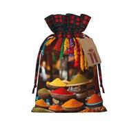 JIPOFD Condiments Spices - Bolsa de cordón de Navidad robusta de 8.3 x 11.8 pulgadas, adecuada para regalos de fiesta y embalaje de regalo, 1 unidad