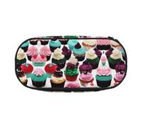JIPOFD Delicious Cupcakes - Estuche grande para lápices, bolsa de almacenamiento de alta capacidad, organizador para bolígrafos para mujeres y hombres, Black, Talla única, Decoración de arte