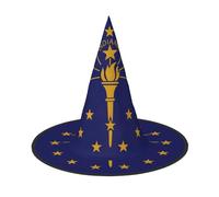 JIPOFD Disfraz de bruja de la bandera del estado de Indiana, accesorio de disfraz de bruja de Halloween, gorra puntiaguda, sombrero de bruja plegable, sombreros de Halloween, 2 piezas