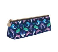 JIPOFD Dolphin Creative - Estuche triangular de cuero ligero y práctico con gran capacidad de almacenamiento