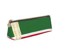 JIPOFD El estuche de cuero triangular creativo de la bandera de la República de Chechenia es ligero y práctico con gran capacidad de almacenamiento