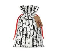 JIPOFD Elegante bolsa de Navidad con cordón para multitud de pingüinos, resistente, de 8.3 x 11.8 pulgadas, adecuada para regalos de fiesta y embalaje de regalo, 1 unidad