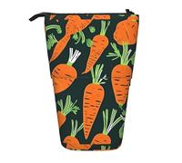 JIPOFD Estuche de pie con patrón de zanahoria feliz sin costuras, bonito estuche para bolígrafos, soporte portátil para lápices, para suministros de oficina, Black, Talla única, moda