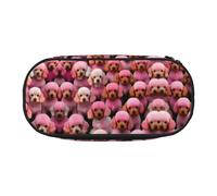 JIPOFD Estuche grande para lápices con diseño de caniches rojos, bolsa de almacenamiento de alta capacidad, organizador de bolígrafos, para mujeres y hombres, Negro, One Size, Art Deco