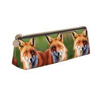 JIPOFD Fox Creative - Estuche triangular de cuero ligero y práctico con gran capacidad de almacenamiento