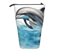 JIPOFD Ocean Dolphin Looking At You - Estuche para lápices de pie, bonito estuche para bolígrafos, soporte portátil para lápices, para suministros de oficina, Negro, One Size, Moda