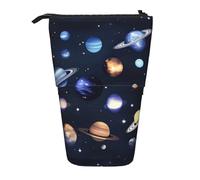 JIPOFD Planets Stars And Milky Way Galaxy - Estuche para lápices de pie, bonito estuche para bolígrafos, soporte portátil para lápices, para suministros de oficina, Negro, One Size, Moda