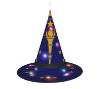 JIPOFD Sombreros de bruja con la bandera del estado de Indiana para mujer, para fiesta de Halloween, mascarada, cosplay, accesorio de disfraz y vacaciones diarias