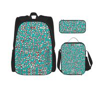 JIPOFD Sweet Candy - Juego de mochila con telón de fondo con bolsa de almuerzo y estuche para lápices, mochila de gran capacidad con bolsa de almuerzo, Negro -, Talla única