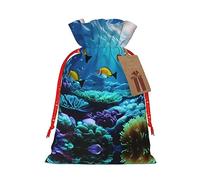 JIPOFD Tranquil - Bolsa de Navidad con cordón para paisajes subacuáticos, robusta, de 8.3 x 11.8 pulgadas, adecuada para regalos de fiesta y embalaje de regalo, 1 unidad