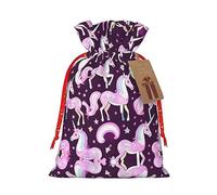 JIPOFD Unicorns - Bolsa de cordón de Navidad roja robusta de 4.7 x 6.9 pulgadas, adecuada para regalos de fiesta y embalaje de regalo, 1 unidad