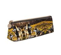 JIPOFD Wolfs Creative - Estuche triangular de cuero ligero y práctico con gran capacidad de almacenamiento