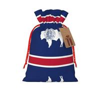 JIPOFD Wyoming State Flag - Bolsa de cordón de Navidad robusta de 4.7 x 6.9 pulgadas, adecuada para regalos de fiesta y embalaje de regalo, 1 unidad