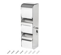 JIQILIHAI Dispensador de papel higiénico comercial con cerradura, soporte de pared de acero inoxidable de 3 rollos, doble rollo sin contacto, dispensador de toallas de papel higiénico para baño/baño