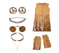 Jiqoe Conjunto de accesorios para disfraz hippie de los años 60 y 1970, aretes con signo de la paz, lentes de sol para carnaval, fiesta, Halloween, cosplay