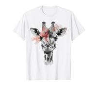 Jirafa Árboles Impresión Arte Animal Lover Retrato Motivo Jirafa Camiseta