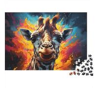 Jirafa Arte Puzzle de 1000 Piezas Papel Puzzle para Adultos Estilo Graffiti Colorido Juego de Puzzle 1000 Piezas Relajación Hogar Regalo 52x38cm/1000pcs
