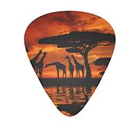 Jirafa bajo el árbol en África Juego de púas de guitarra de 12 piezas para guitarra acústica, guitarra eléctrica, contrabajo, ukelele