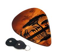 Jirafa bajo el árbol en África Púa de guitarra Juego de 6 piezas para guitarra acústica, guitarra eléctrica, bajo, ukelele: fino, mediano y grueso