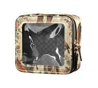 Jirafa Birds Flowers Botanical Ilustración Estilo Vintage Mini Bolsa de maquillaje Transparente Bolsa de viaje Bolsa de aseo de viaje Organizador de maquillaje para viajar