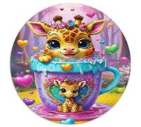 Jirafa Bonita Puzzle para Adultos Puzzle de 1000 Piezas Redondo Papel Bosque Fantasía