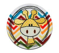 Jirafa Cabeza Animal - Parches Termoadhesivos Bordados Aplique Para Ropa, Tamaño: 5,9 x 5,9 cm