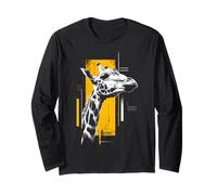 Jirafa Cara Arte Amante Animal Safari África Motivo Mujeres Manga Larga