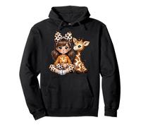 Jirafa Chica A Juego Animal Hija Traje Safari Zoo Viaje Sudadera con Capucha