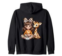 Jirafa Chica A Juego Animal Hija Traje Safari Zoo Viaje Sudadera con Capucha