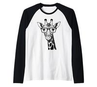 Jirafa con gafas salvaje sobre la lectura profesor estudiante Camiseta Manga Raglan