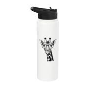 Jirafa con gafas salvaje sobre la lectura profesor estudiante Stainless Steel Insulated Water Bottle