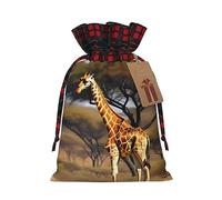 Jirafa de África, árbol majestuoso, moderno, único, reutilizable, con cordón, bolsa de regalo para vacaciones y ocasiones especiales