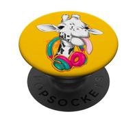 Jirafa divertida - Lengua que sobresale - Auriculares PopSockets PopGrip Adhesivo