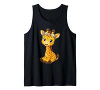 Jirafa Flores Corona Sonrisa Camiseta sin Mangas