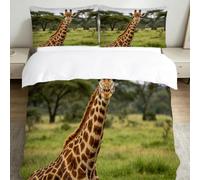 Jirafa Funda de Nórdica 135x200 Impresión 3D Animales Salvajes 3 Piezas Juego de Cama Funda Nórdica Suave Microfibra con Cierre Cremallera y 2 Fundas Almohada 50x75 624-M